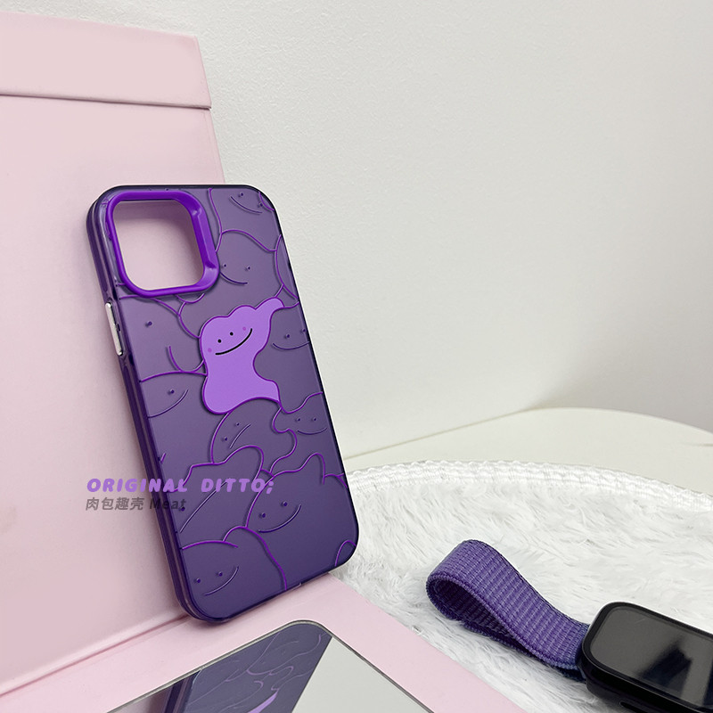 原創不撞殼Ditto紫色百變怪自製iphone卡通手機殼適用蘋果16pro可愛防摔神奇寶貝保護套寶可夢繫列全包邊殼