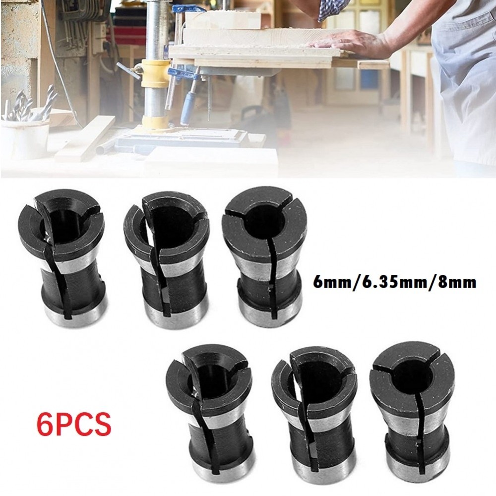 6 件路由器鑽頭夾頭夾頭 6/6.35/8mm 用於修邊雕刻機