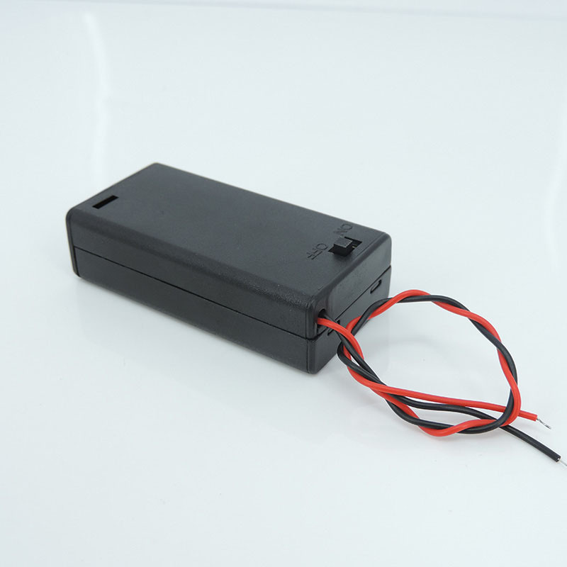 2aa 2XAA 3V 2x1.5v 黑色電池收納盒盒支架連接器開/關開關帶引線 TWK1
