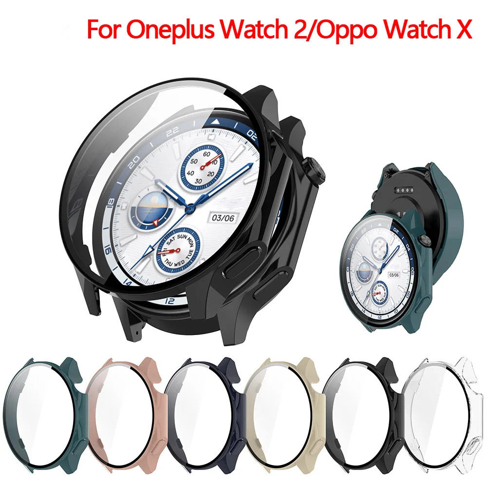 Oneplus Watch 2 鋼化玻璃外殼智能手錶保護殼蓋保險槓 Oppo Watch X 屏幕保護膜配件