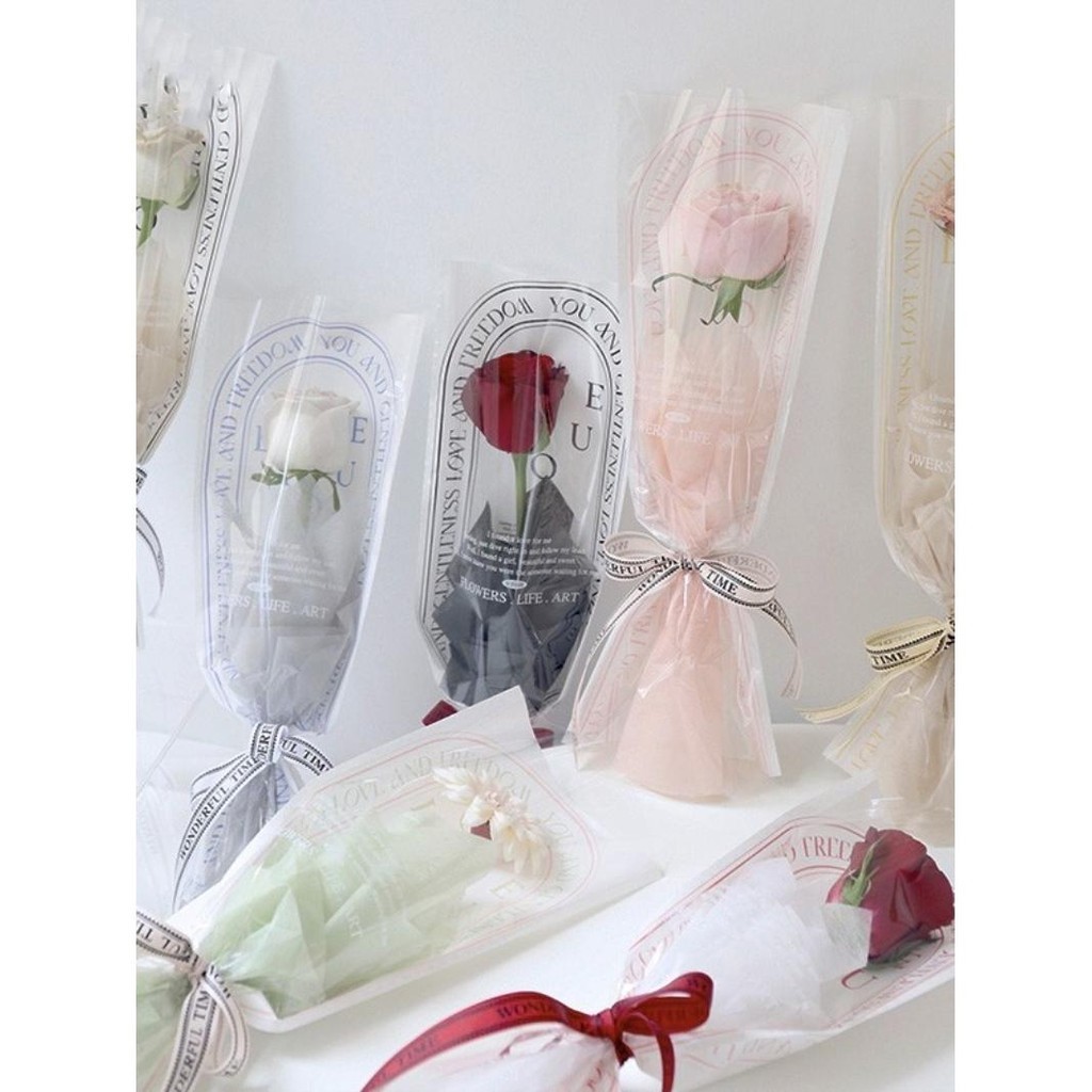 絲帶【現貨】【鮮花包裝】情人節康乃馨玫瑰單支花袋一支花藝包裝紙袋鮮花包裝材料單隻袋