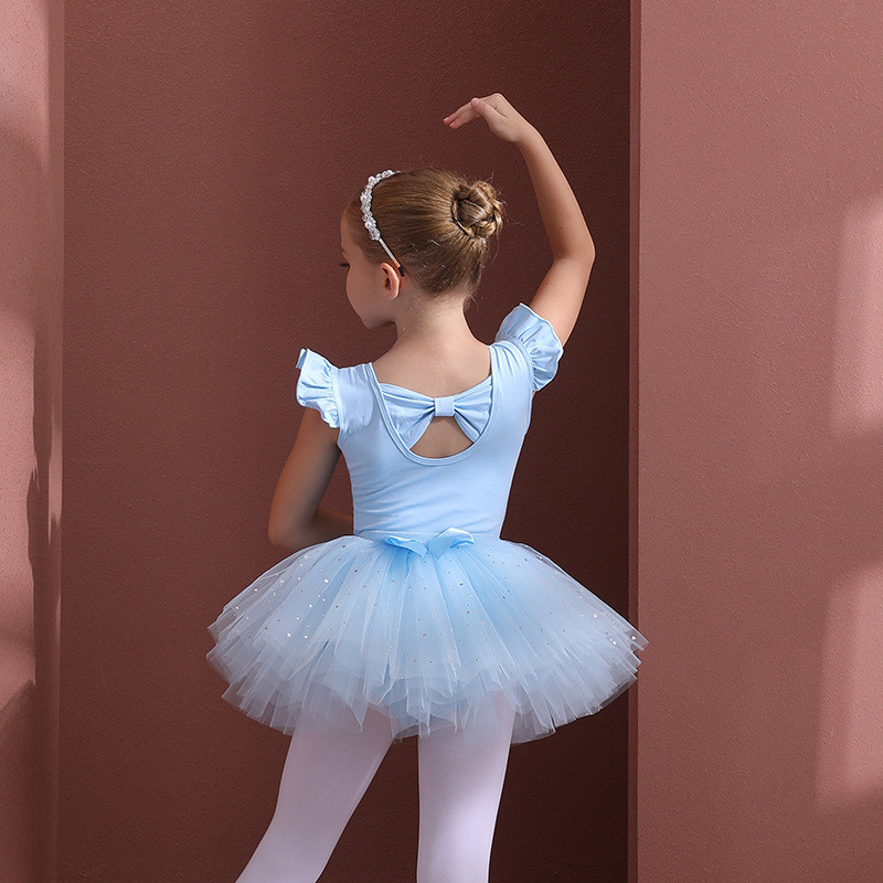 兒童舞蹈服藍色女童練功服幼兒芭蕾舞裙藝考練舞衣服