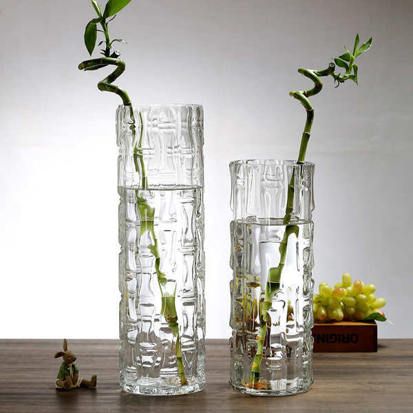 特大號透明玻璃花瓶擺件客廳插花北歐圓柱直筒高款富貴竹家用大號
