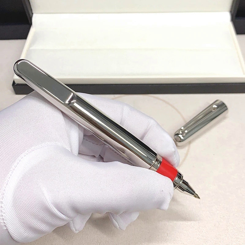 頂級高品質 M 系列磁性筆帽圓珠筆豪華 MB 銀灰色鈦金屬辦公書寫中性筆作為禮物