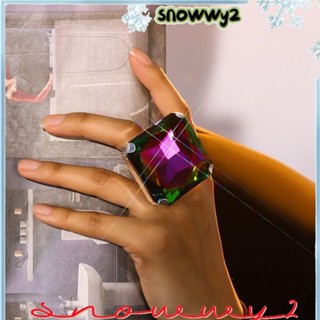 SNOWWY2大環,可調豪華水鑽戒指,復古方塊字婚禮水晶手指裝飾