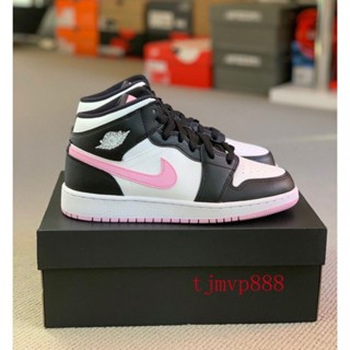 特價 Air Jordan 1 Mid （GS）黑白粉 555112-103 籃球鞋 女款