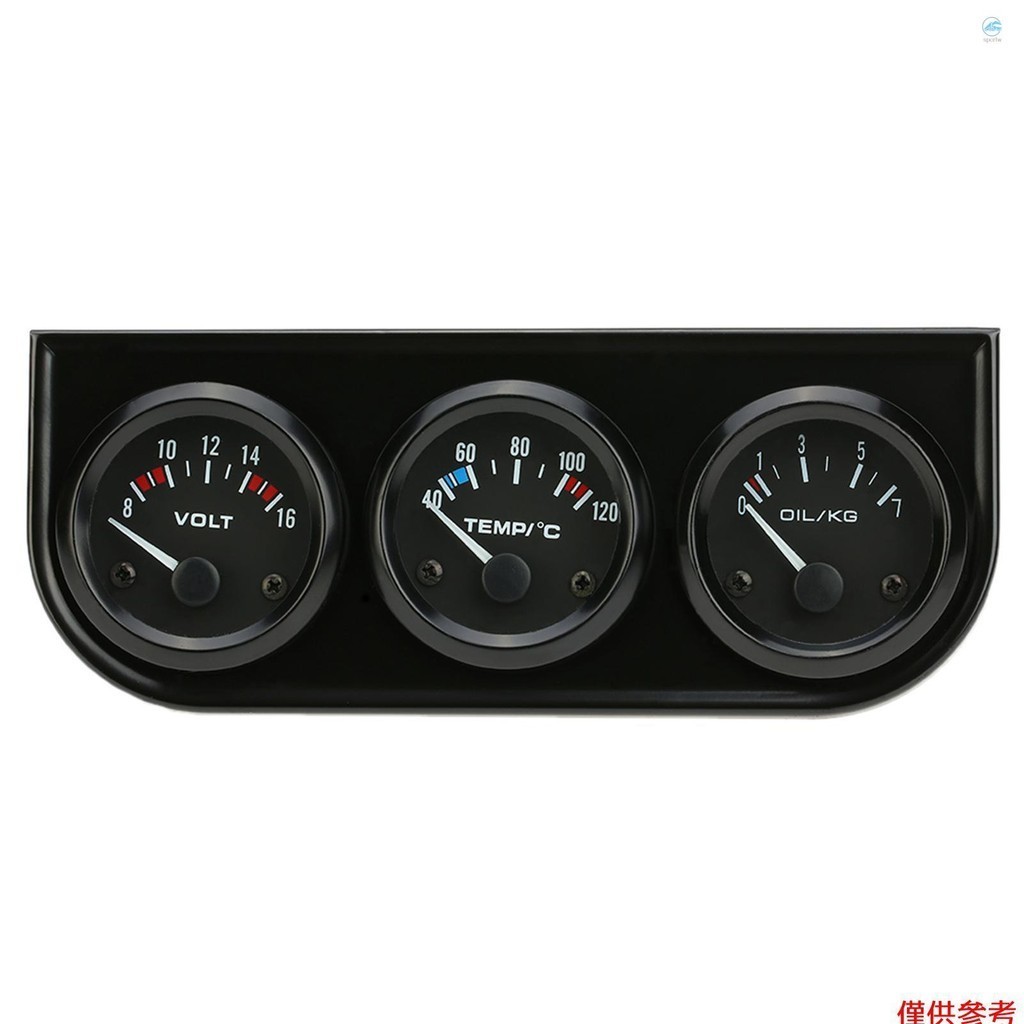 Crtw 52mm 電子三重儀表套件油壓水溫表電壓表 3 合 1 汽車摩托車儀表