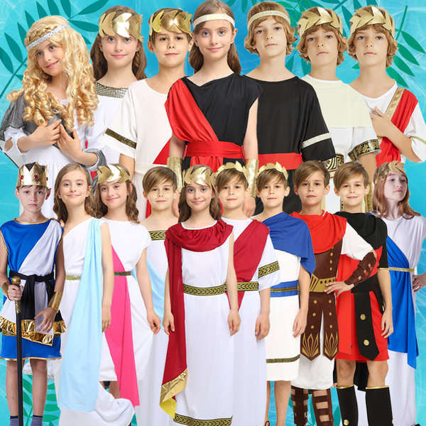 cosplay萬聖節兒童男童古羅馬武士騎士衣服 女孩希臘公主王子服裝