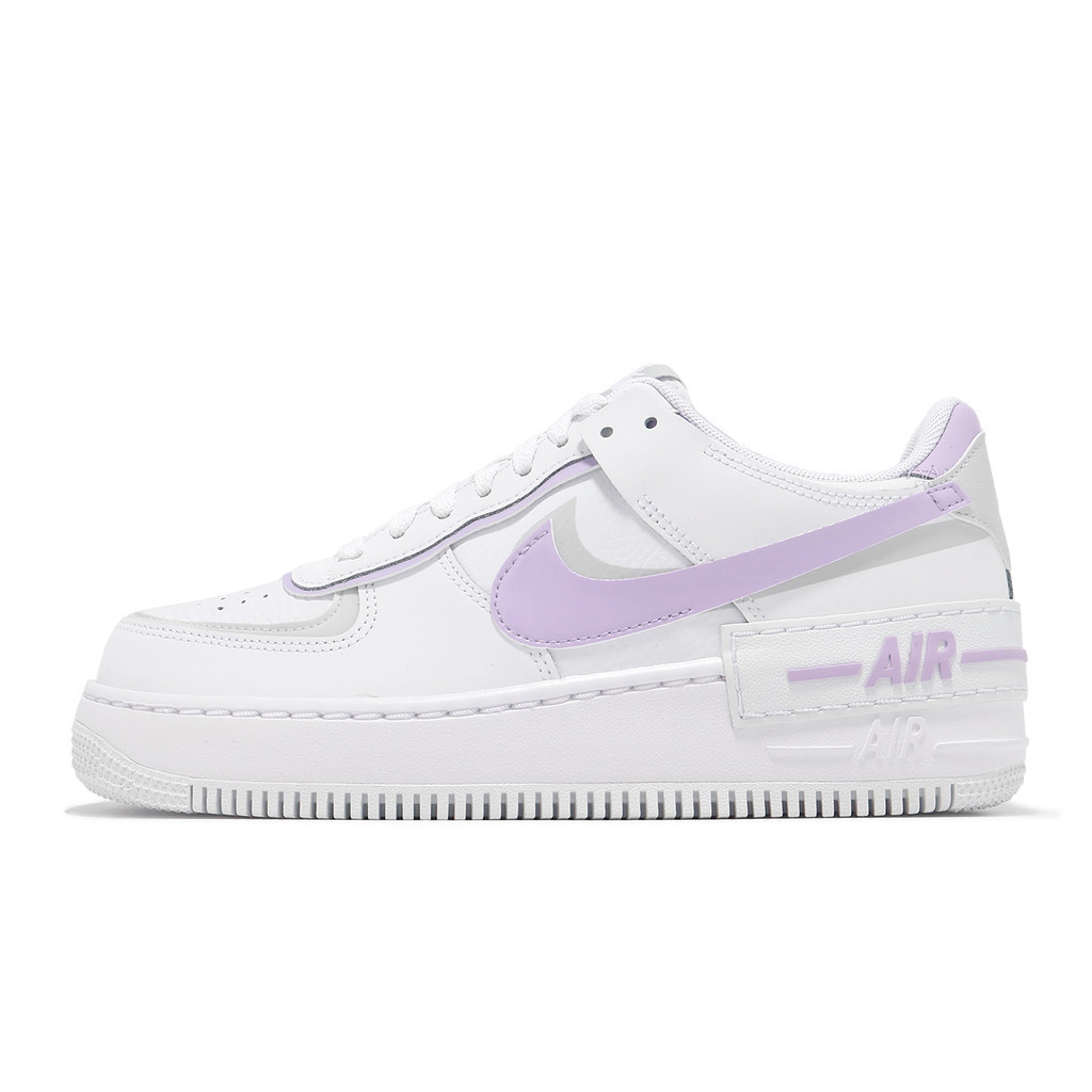 Nike 休閒鞋 Wmns AF1 Shadow 女鞋 白 紫 拼接 解構 小白鞋  [ACS] FN6335-102