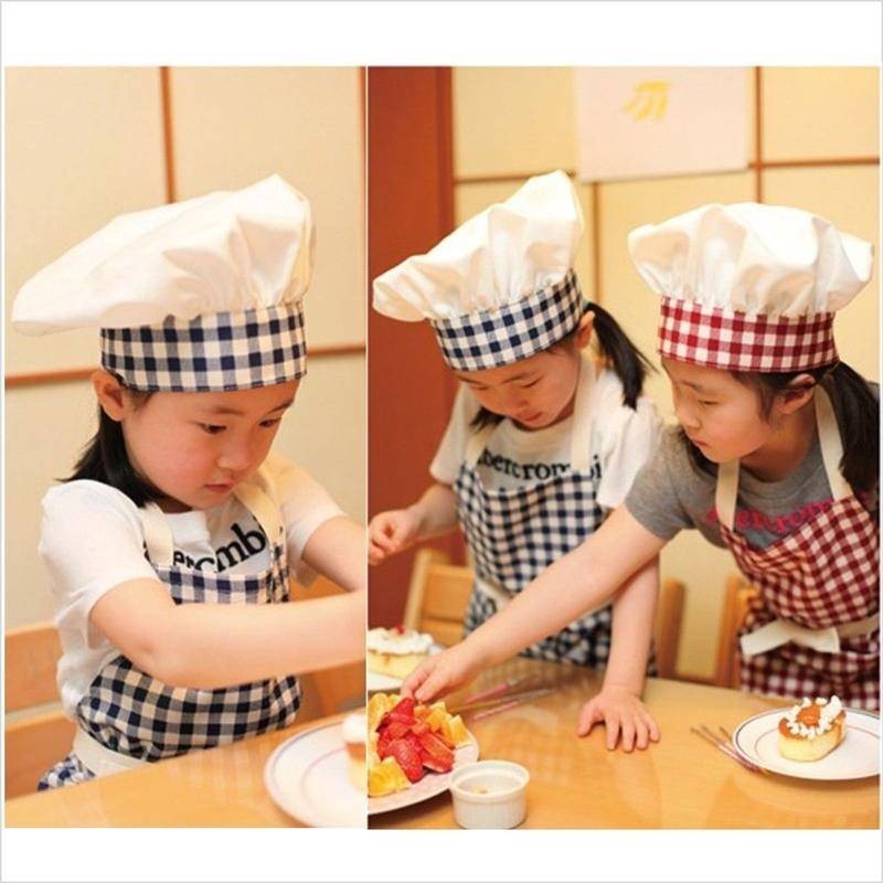 韓版兒童廚師帽圍裙套裝手工廚師服男女童舞臺表演服廚房工作服