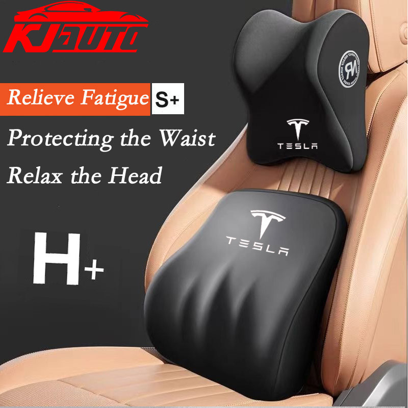特斯拉汽車頭枕汽車腰部支撐模型高品質記憶棉材料頸枕適用於特斯拉 Model 3 Model S Model Y Mode