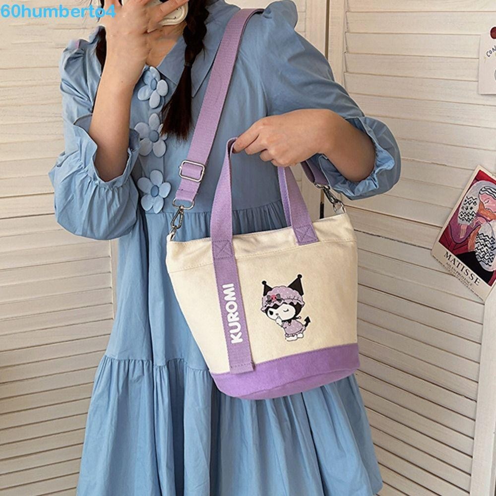 HUMBERTO帆布斜挎包,凱蒂貓我的旋律Kuromi單肩包,斜挎包手提包Pochacco卡通水桶包