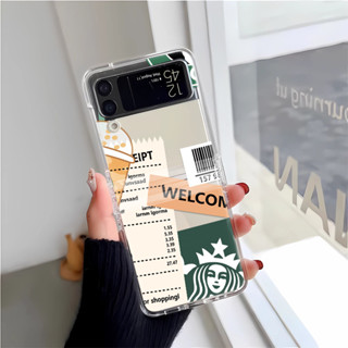 咖啡標籤 三星Galaxy ZFlip4 OPPO 三星折疊手機殼zflip3 5保護殼 Samsung硬殼防震