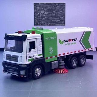 兒童玩具 天鷹模擬 合金車模 1:32 城市環衛 回力 掃地車 聲光 玩具車 音樂模型 擺件