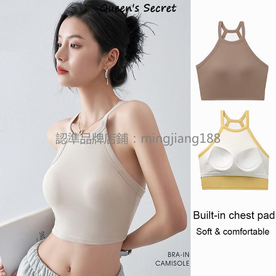 [Queen's Secret] 帶胸墊的短背心,復古螺紋露臍上衣 Hot girl top