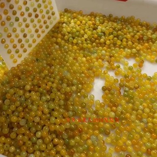 天然黃翡小米珠圓珠隔珠散珠diy手鍊項鍊毛衣鏈冰種巴山翠4mm散珠