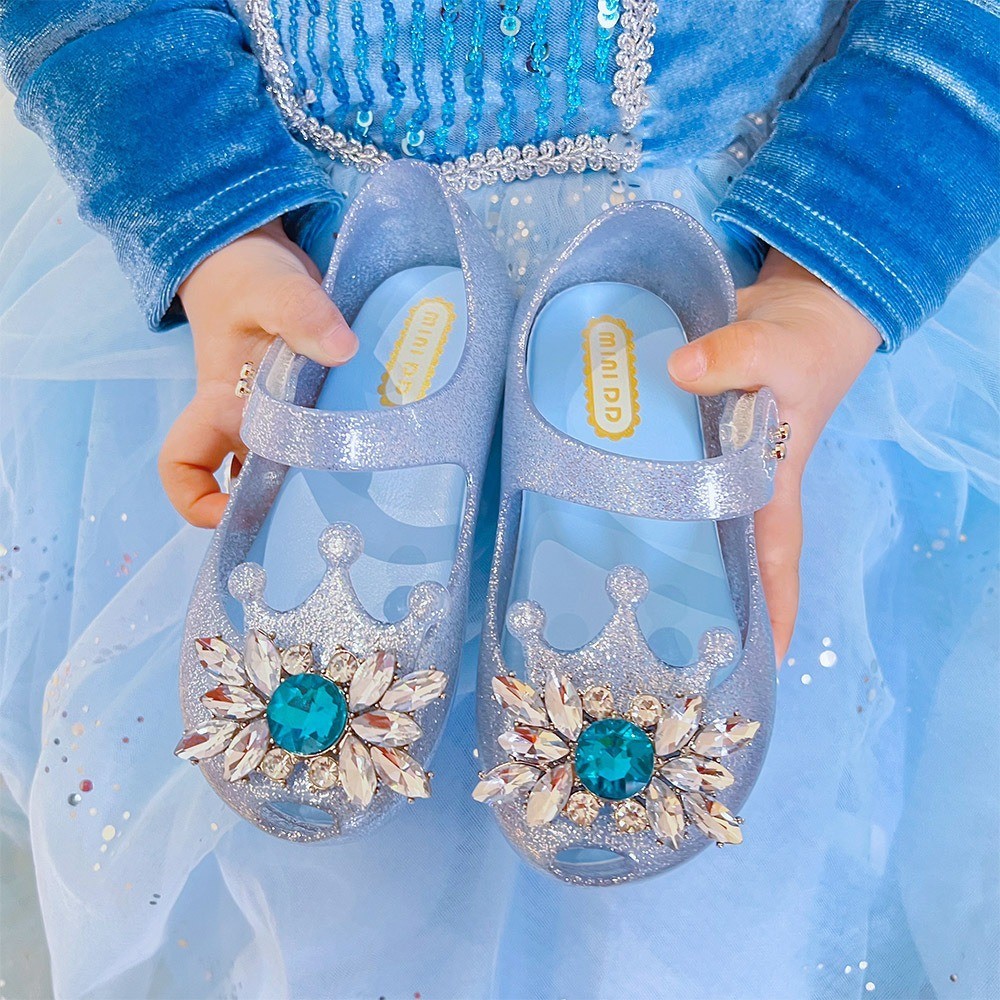 夏季女寶寶艾爾莎公主涼鞋果凍鞋兒童水晶鞋