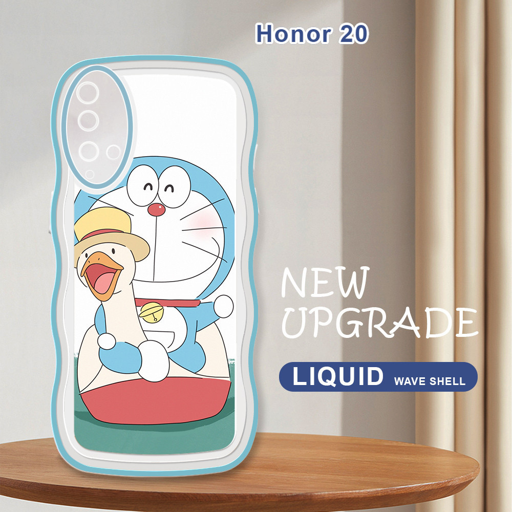 For Honor 20 9X Pro V20 V30 Pro 可愛卡通叮噹貓外殼時尚軟波浪保護套防震手機保護手機殼
