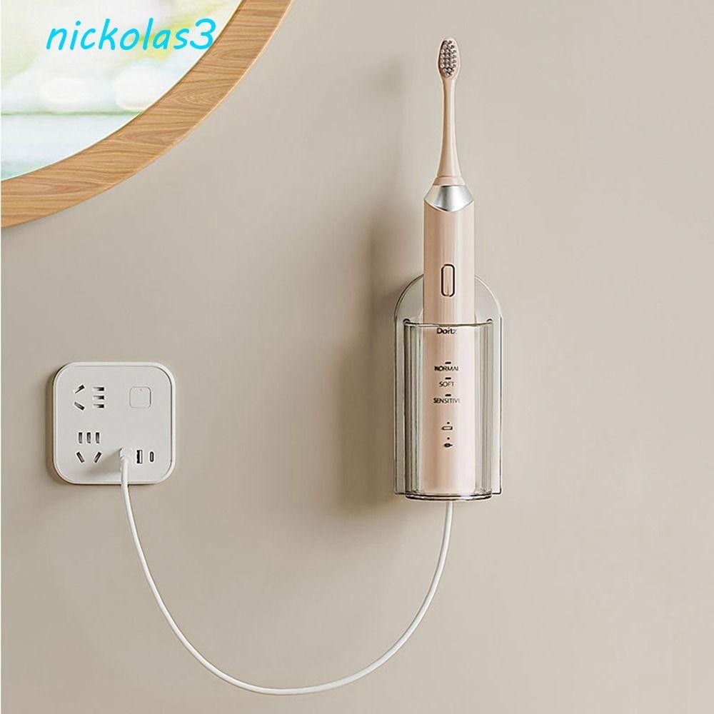 NICKOLAS電動牙刷架,免打孔塑料牙科用具收納架,實用節省空間透明壁掛式牙刷收納盒用於浴室