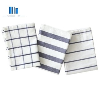 3 件裝經典清爽藍色條紋格子桌布餐墊餐巾食品攝影背景布