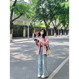 【HOT 本舖】女裝 實拍實價#粉色襯衫女秋季新款韓系設計感小眾休閒長袖襯衫上衣
