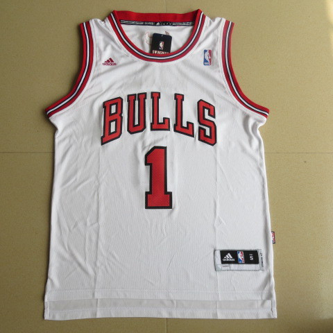 全新 NBA 男式芝加哥公牛隊 1 Derrick Rose Rev 30 刺繡籃球球衣球衣白色999999999999
