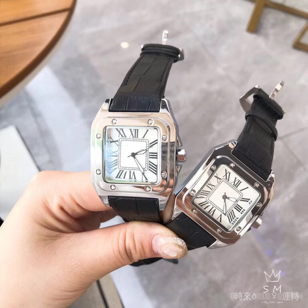 【卡家手錶】熱賣山度士時尚方形羅馬刻度日曆石英皮帶腕錶 高品質手錶 4YYT