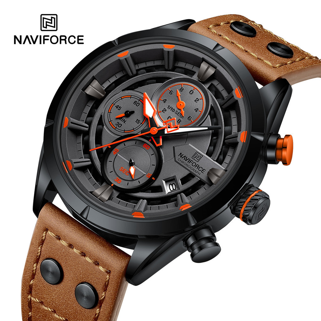 Naviforce 新款男士手錶頂級品牌豪華運動手錶軍用計時碼表石英防水原裝休閒男時鐘