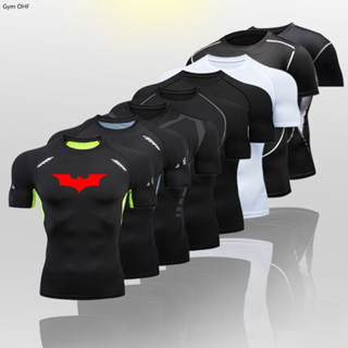 蝙蝠俠t恤男士運動健身短袖t恤男士緊身上衣