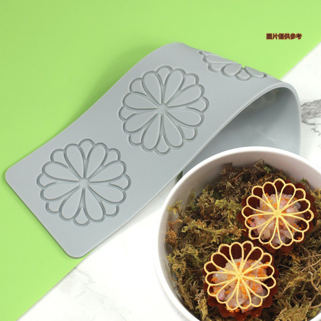 【BHS家居館】AMZ 銀杏葉翻糖蕾絲墊漁網巧克力矽膠模具 花瓣意境菜西餐脆片磨具