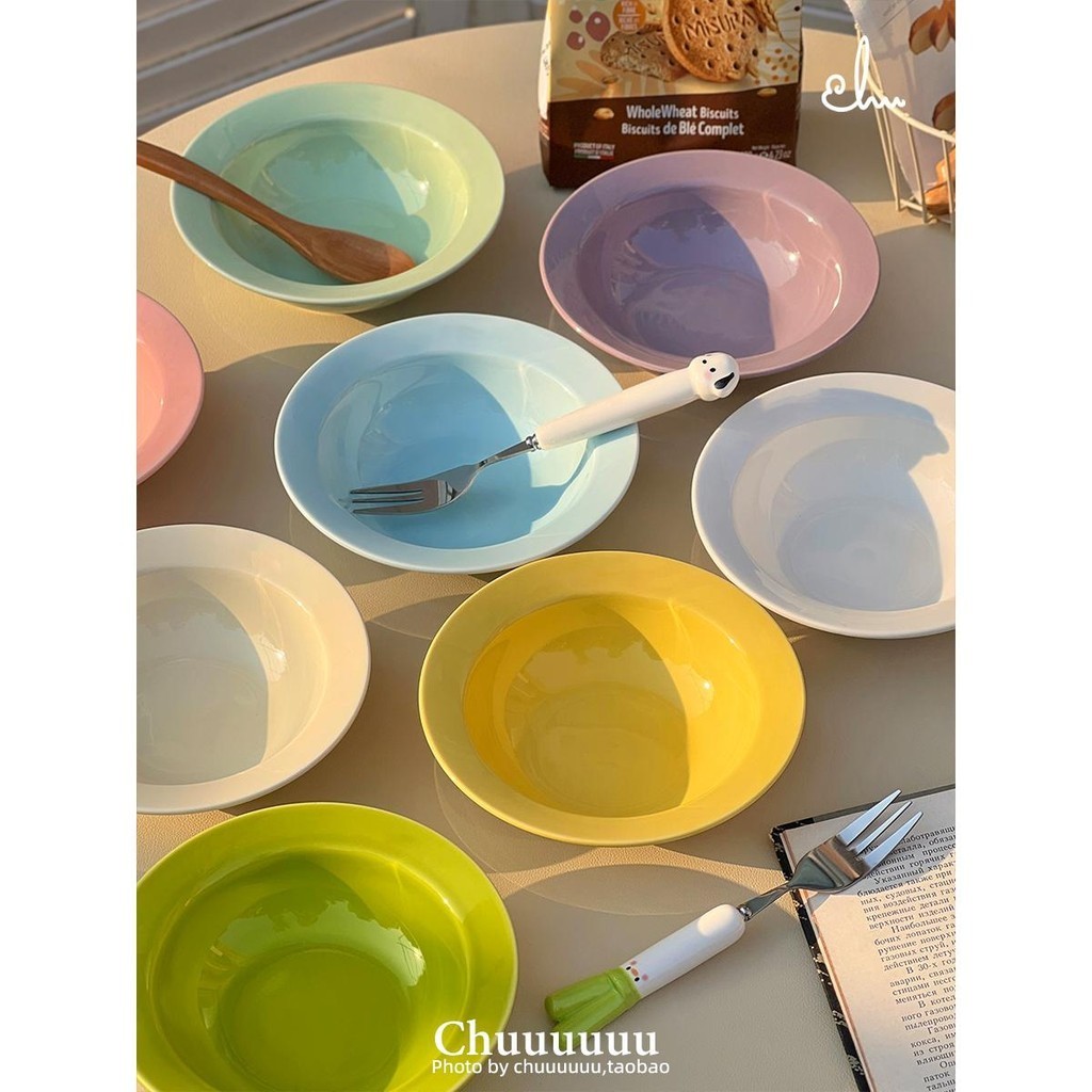 多巴胺餐具 家用小碗 彩色麥片優格碗 小號陶瓷米飯碗 蘸料碟子小盤子
