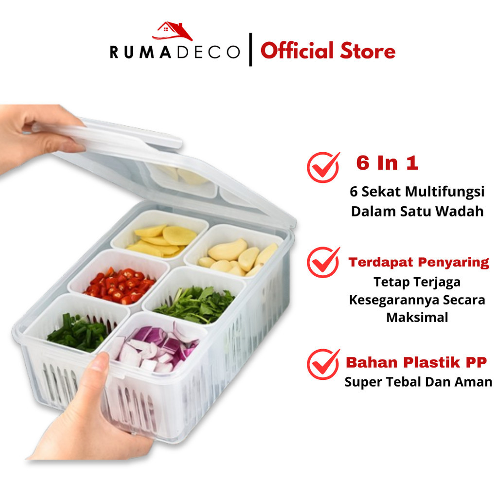 Rumadeco 6 件套罐式過濾器盒廚房香料儲存容器辣椒洋蔥