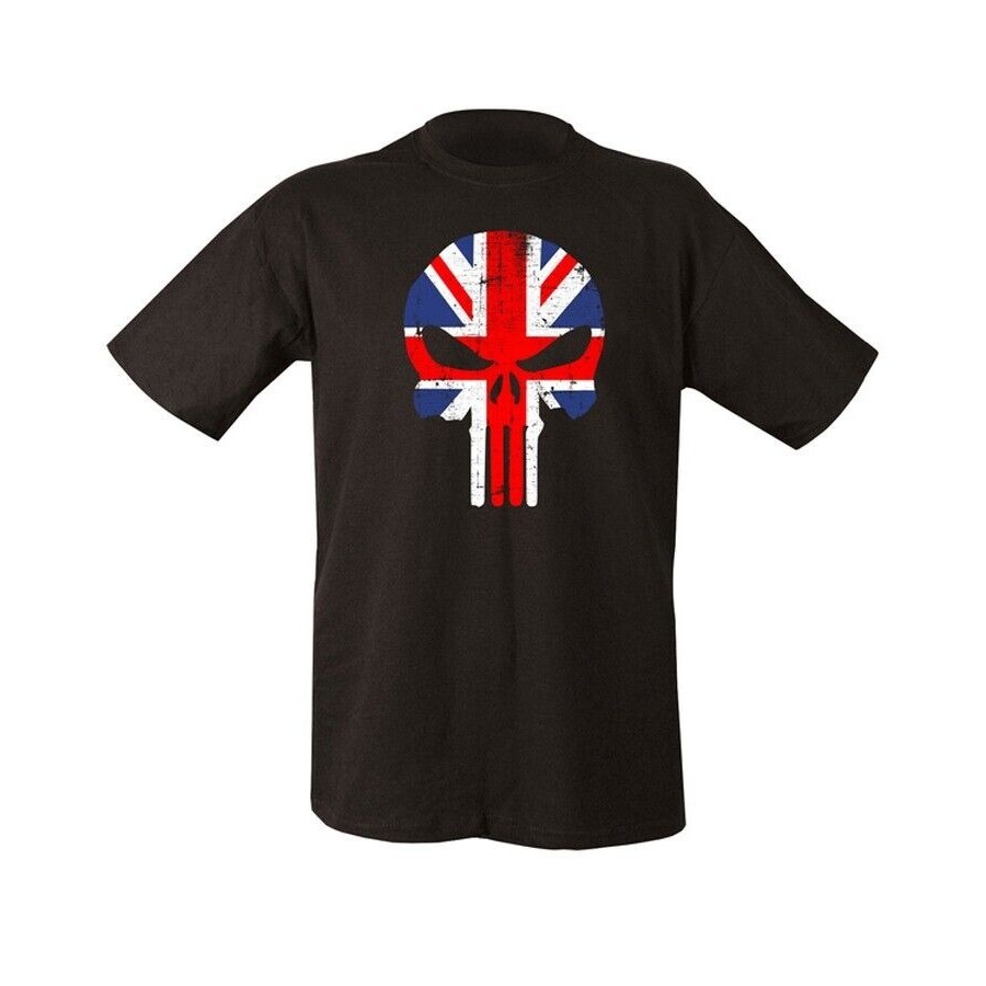 英國懲罰者 T 恤男式英國國旗印花軍用骷髏 T 恤氣槍