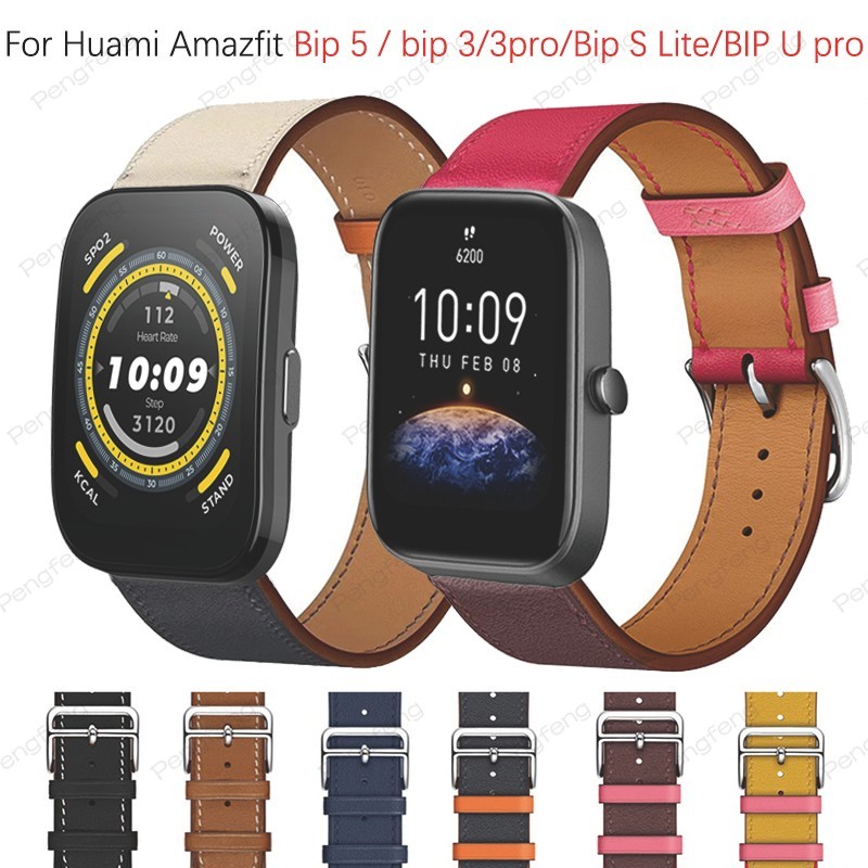 新款時尚皮革錶帶適用於華米 Amazfit Bip 5 Bip 3 3pro Bip U pro Bip S Lite