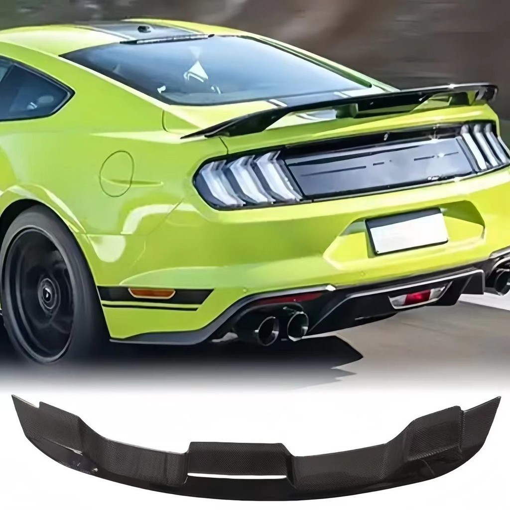 適用於Ford Mustang 改裝升級 碳纖維 GT500單層 碳纖維 尾翼 定風翼 後擾流 汽車改裝配件