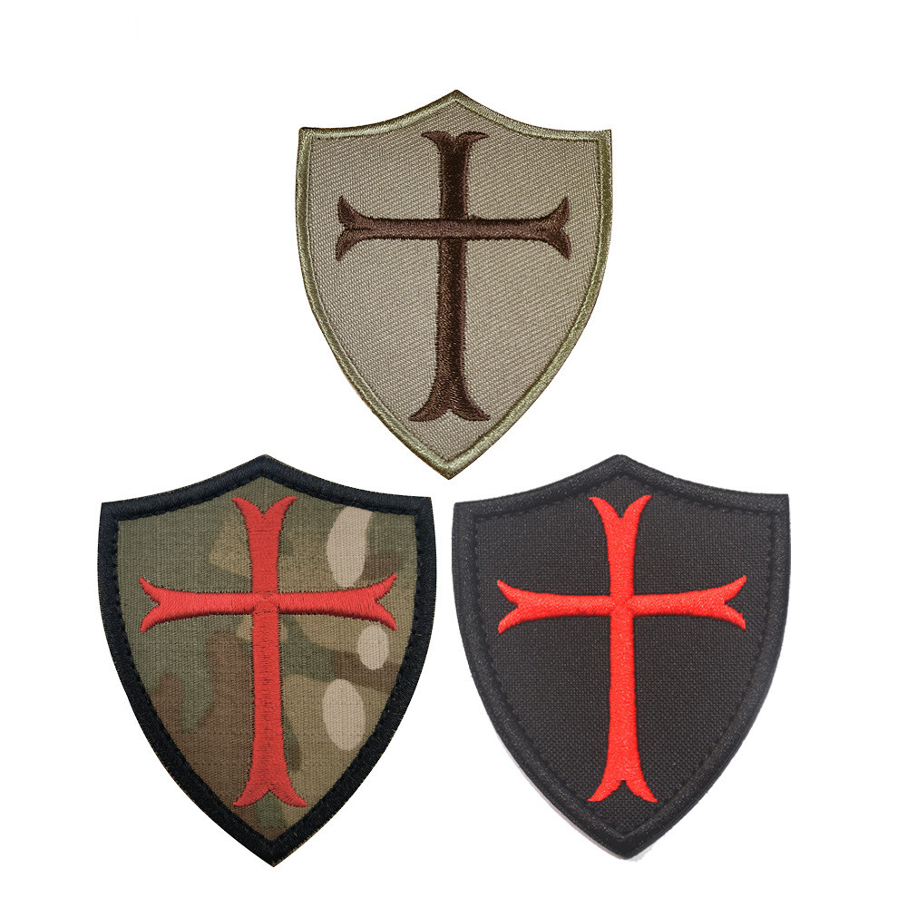 歐洲聖殿騎士十字軍魔術貼刺繡臂章戰術補丁,帶鉤環緊固件的軍用補丁 | 夾克、背包、背心、牛仔褲、帽子、帽子的有趣貼花
