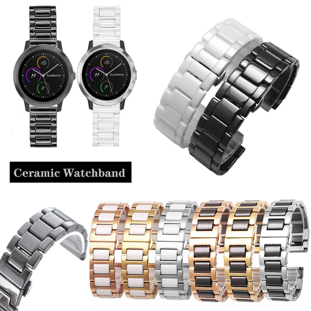 【TW】20mm 陶瓷錶帶 適用於佳明Garmin Vivoactive 3 Music/Venu Sq 替換錶帶