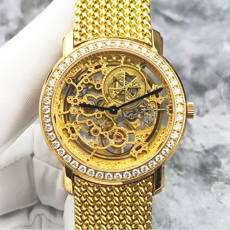 【V.C】Vacheron Watch 馬耳他系列43580鏤空錶盤18K黃金女士自動機械手錶