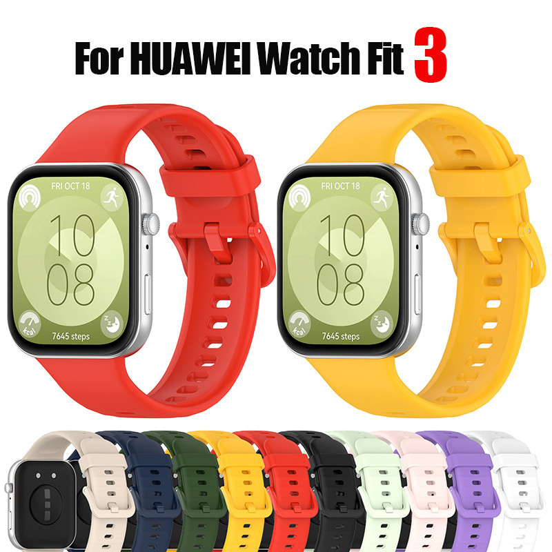 華為 適用於 HUAWEI Watch Fit 3 矽膠錶帶帶彩色表扣