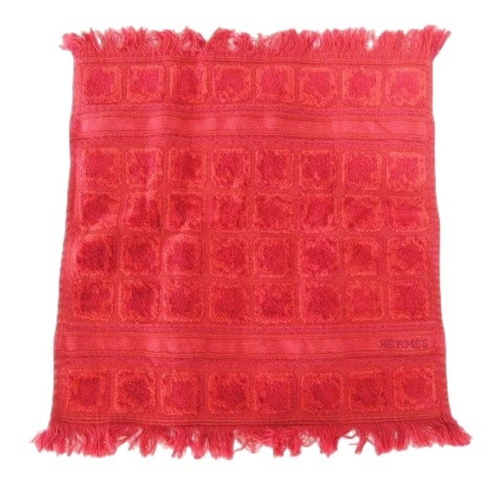 HERMES 愛馬仕手帕 毛巾紅色 日本直送 二手