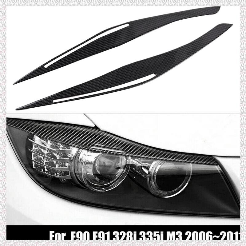(U P Q E)BMW E90 E91 328I 335I M3 2006-2011 碳纖維大燈眼瞼眉罩貼紙裝飾