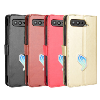 適用華碩Asus ROG Phone 5手機殼翻蓋手機皮套瘋馬紋插卡錢保護套