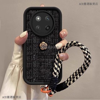 紅米 Redmi Note 14 Pro + Note14 5G 復古山茶花編織短掛繩手機殼鏡頭保護防震矽膠軟套