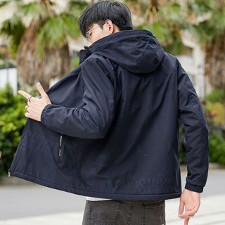 外套 夾克 男裝 內刷毛 防風防水 外套男夾克秋冬季休閒青男士風衣可脫卸帽韓版衣服男裝加絨潮 外套男 夾克外套 sam