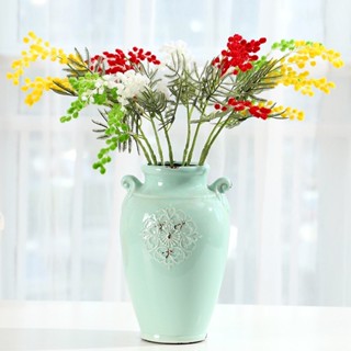 樹枝模擬相思植絨相思豆種植插花跨境假花