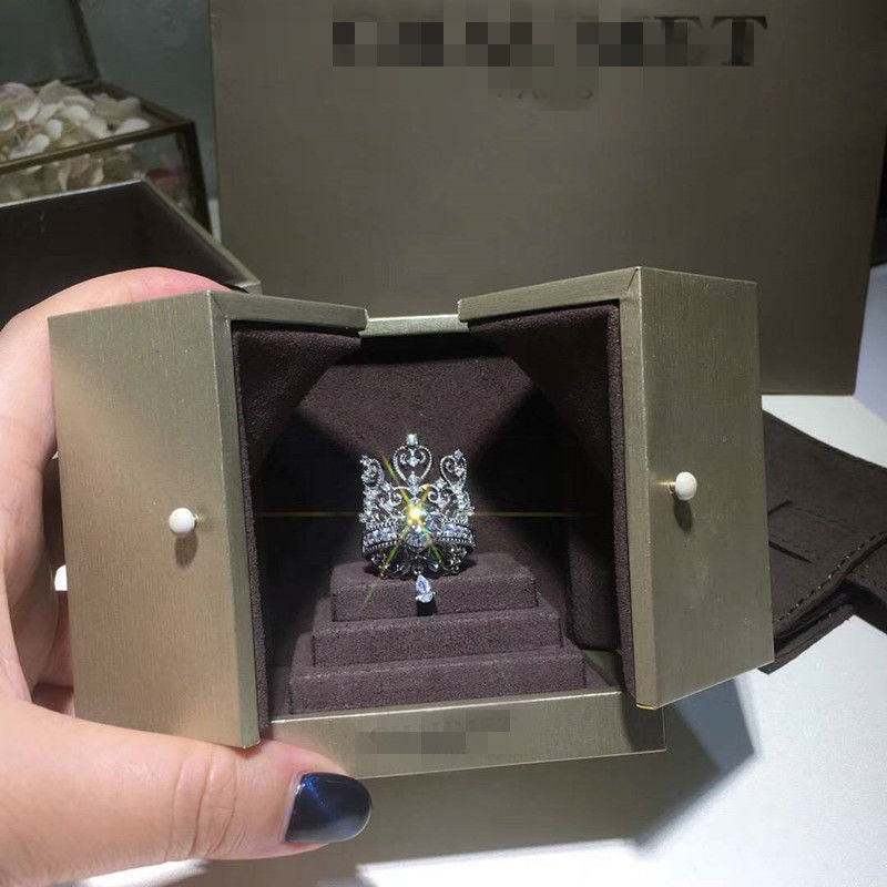鍍金二合一皇冠為愛加冕戒指高級婚禮豪華莫桑石結婚鑽戒