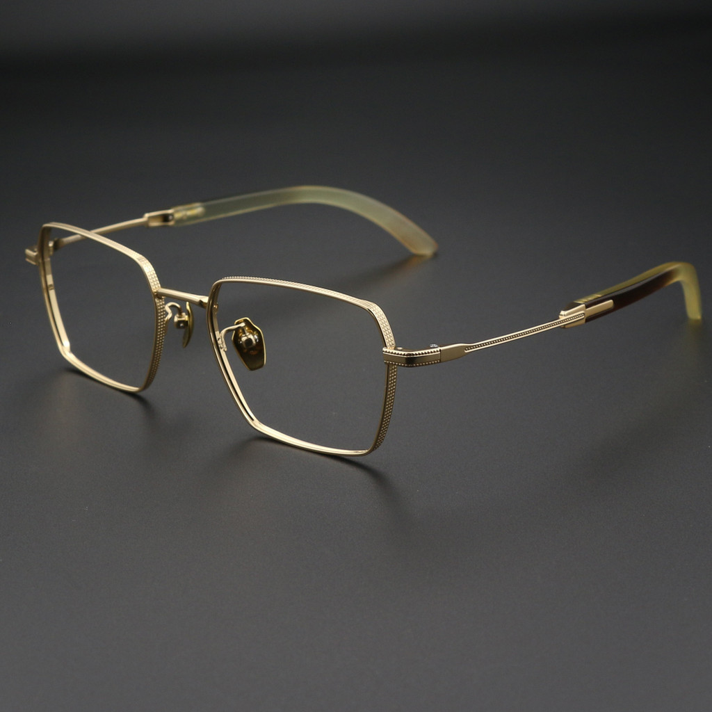 復古高級感不規則眼鏡框架純鈦男士全框牛角大臉可配鏡眼鏡框架