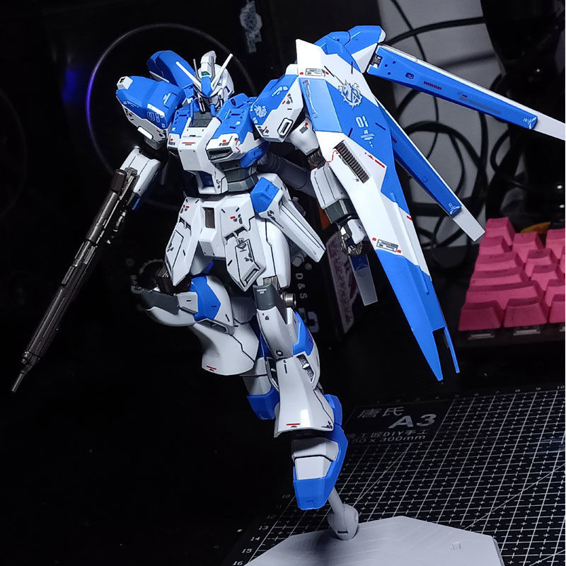 gundam 高達模型1/144HG海牛 RX-93-v2 Hi NU拼裝地臺支架水貼手辦