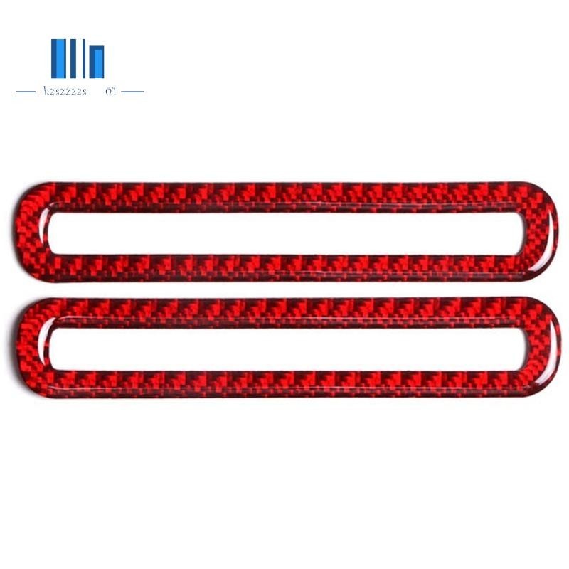 2 件裝紅色碳纖維車門空調出風口貼紙適用於福特野馬 2015-2019