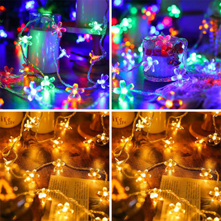 LED太陽能月抱星燈串 庭院耶誕節日裝飾彩燈 櫻花瓣圓球防水LED燈串